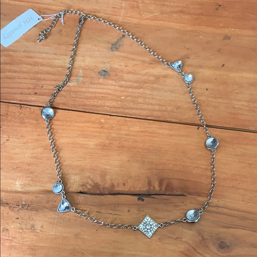 Silver statement necklace with rhinestones